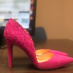 NEW Jessica Simpson Pink Pattern Heels Sz 8